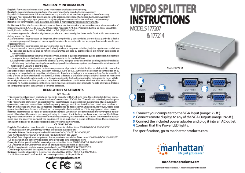 Page 1 of the manual User Manual Manhattan 177207