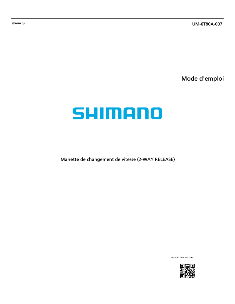Page 1 of the manual User Manual Shimano SL-M7000-10-R