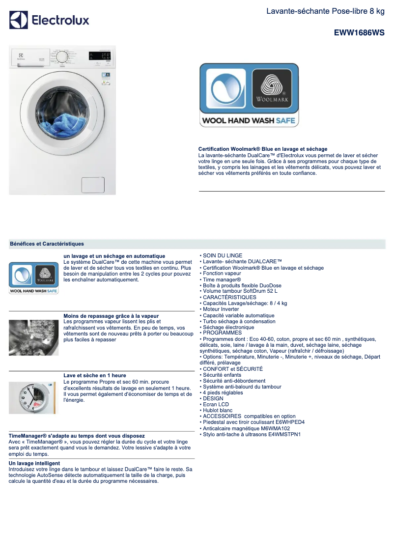 First page image of the manual for EWW1686WS