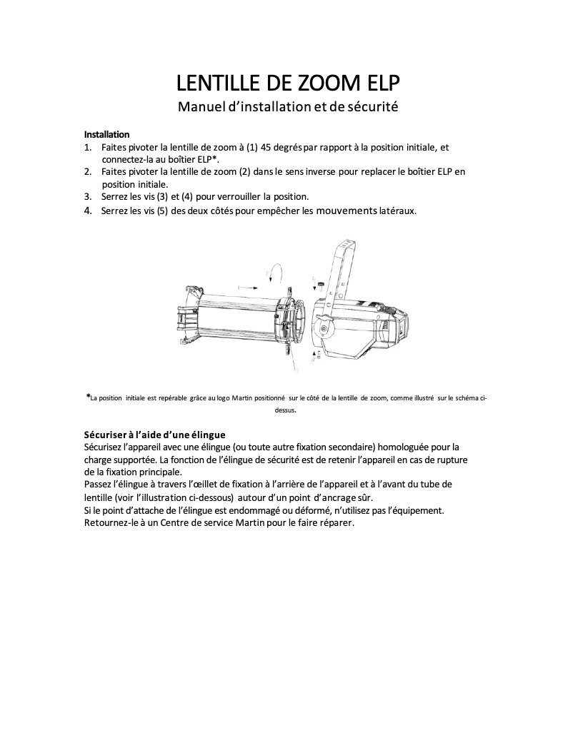 First page image of the manual for ELP Zoom Lens