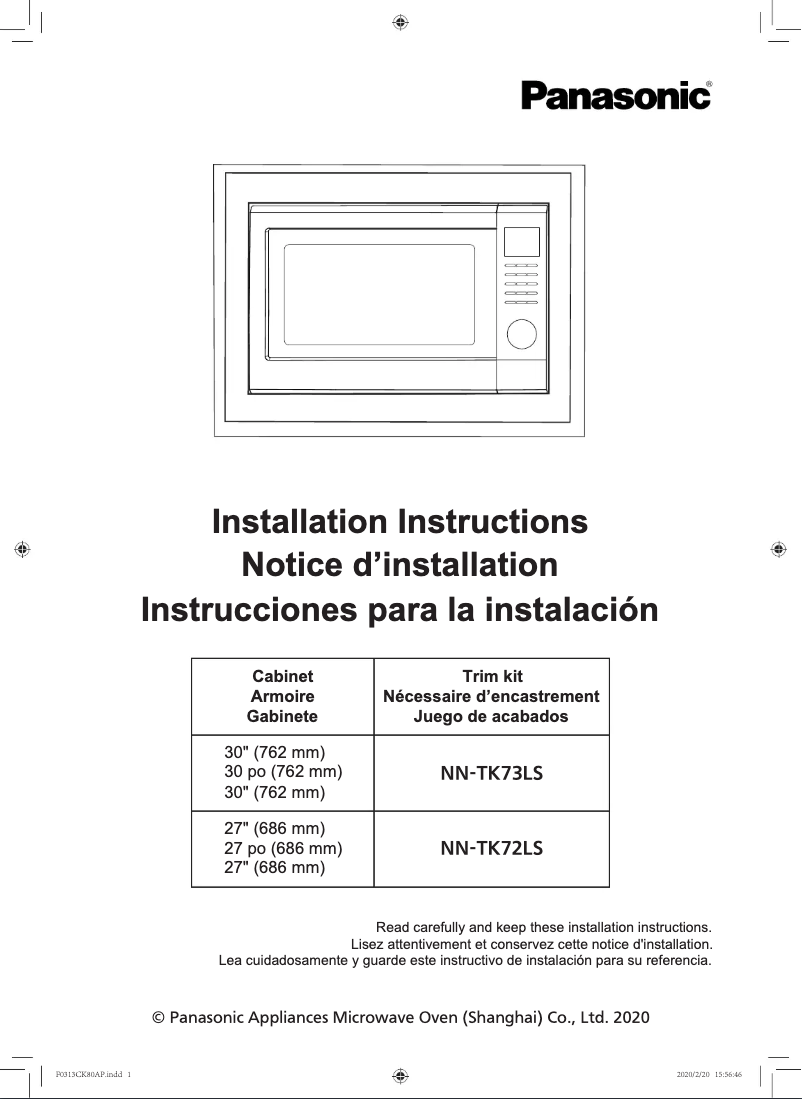 First page image of the manual for NN-TK73LS