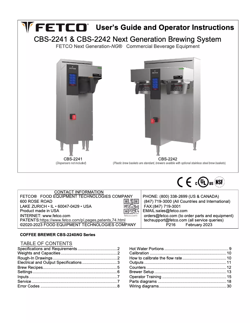 First page image of the manual for CBS-2242