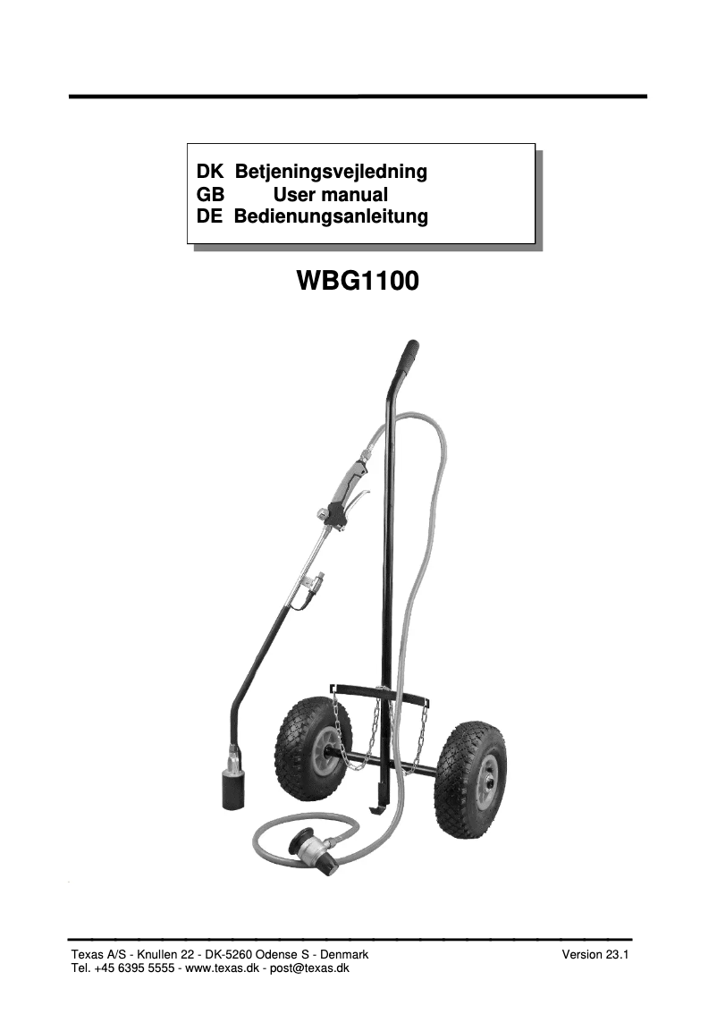 First page image of the manual for WBG1100