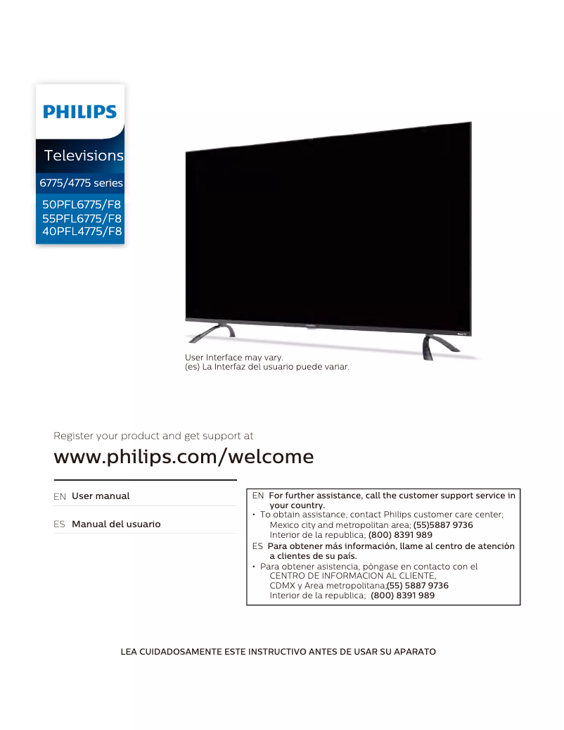 First page image of the manual for 50PFL6775