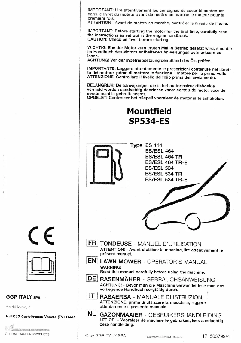 Page 1 of the manual User Manual Mountfield SP534ES