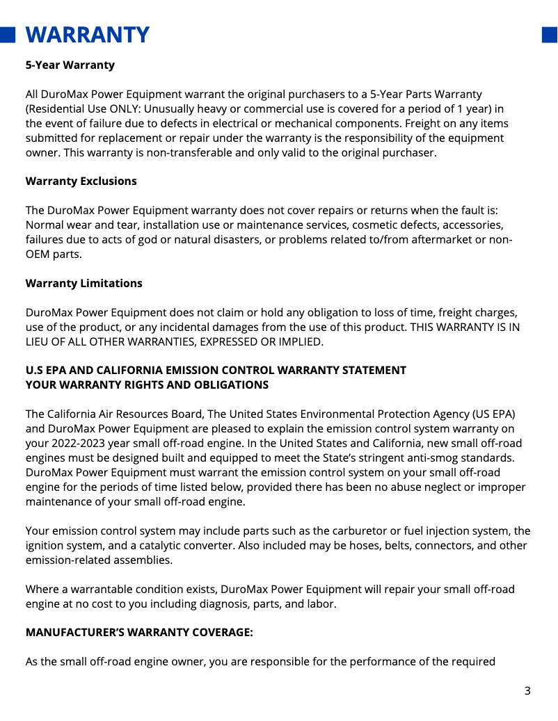 First page image of the manual for XP15000HXT