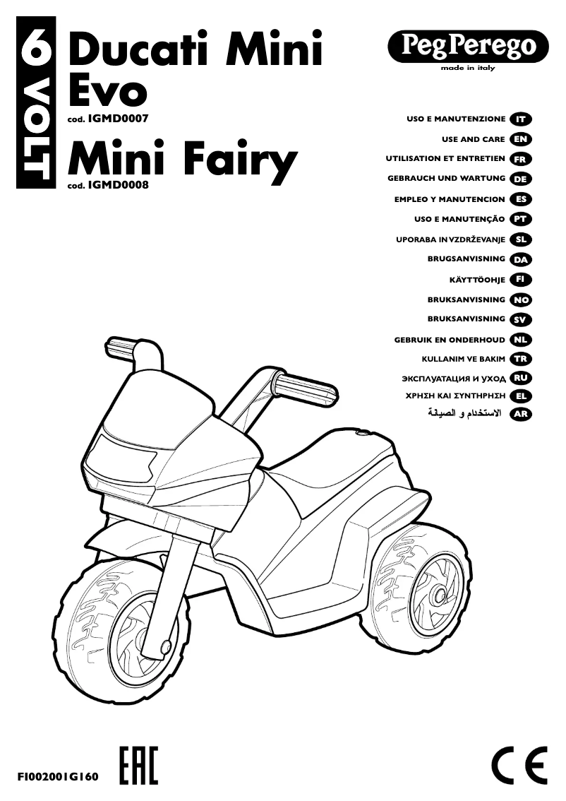 Page 1 of the manual User Manual Peg Perego Ducati Mini Evo