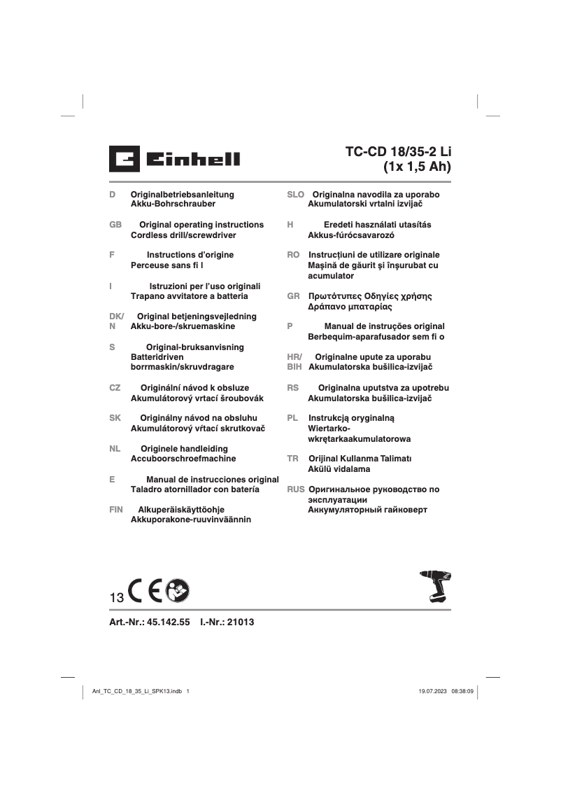 First page image of the manual for TC-CD 18/35-2 Li