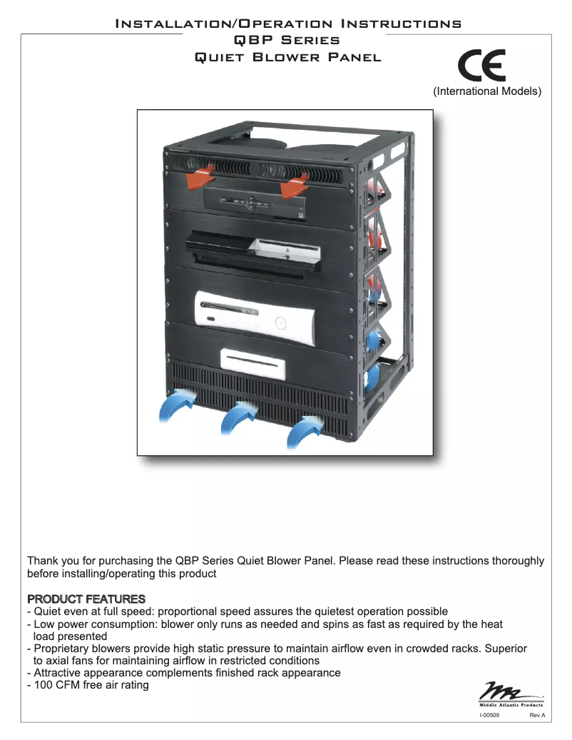 Page 1 de la notice Manuel utilisateur Middle Atlantic IQBP-2