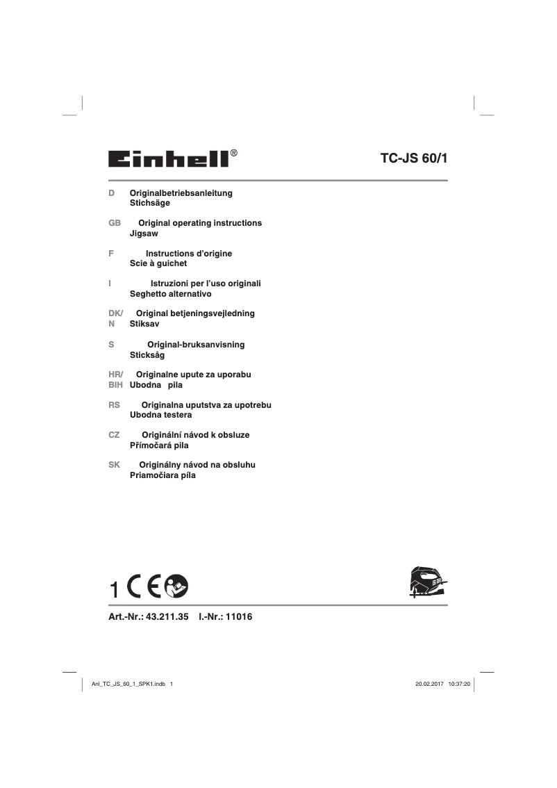 First page image of the manual for TC-JS 60/1