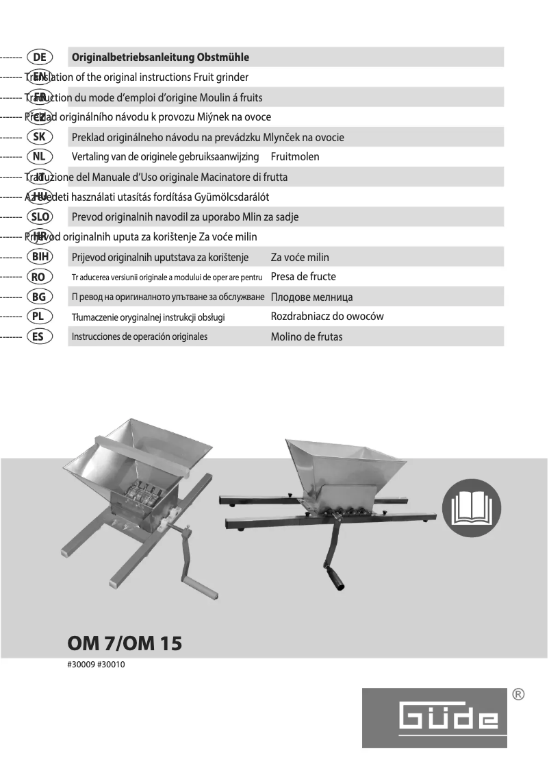 First page image of the manual for OM 7