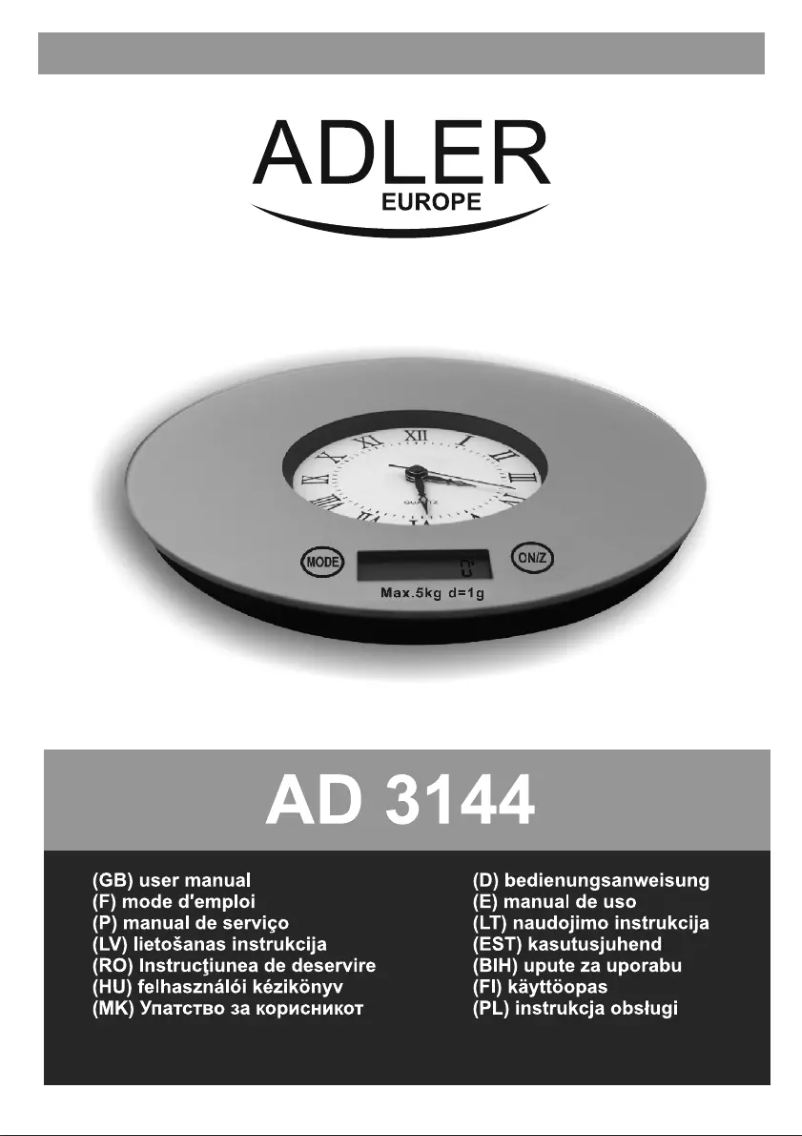 Page 1 of the manual User Manual Adler AD 3144