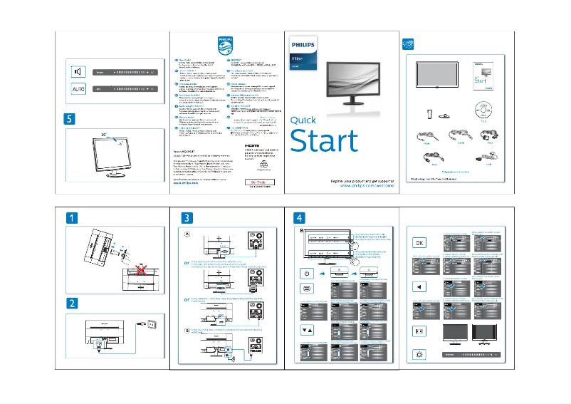 Page 1 of the manual Quick Start Guide Philips 243V5QHAWA
