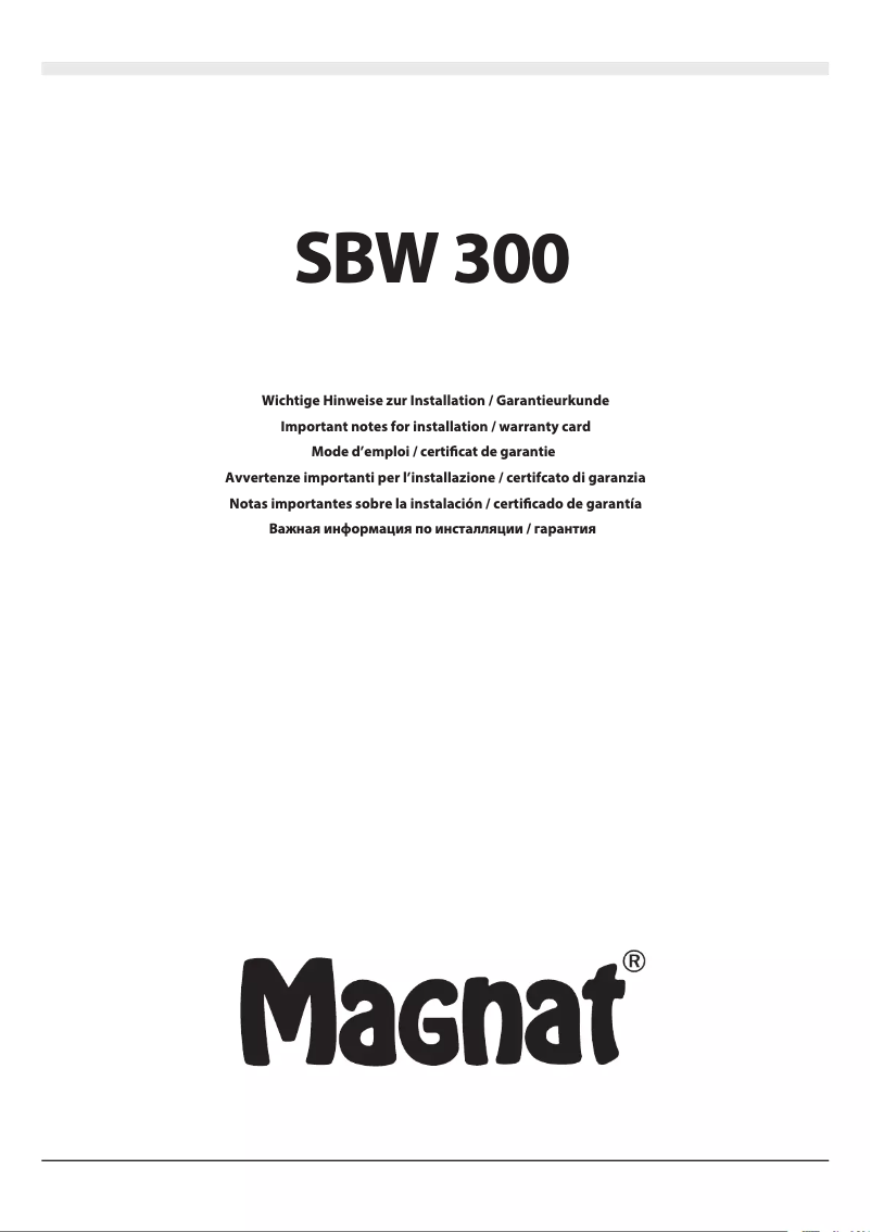 Page 1 of the manual User Manual Magnat SBW 300