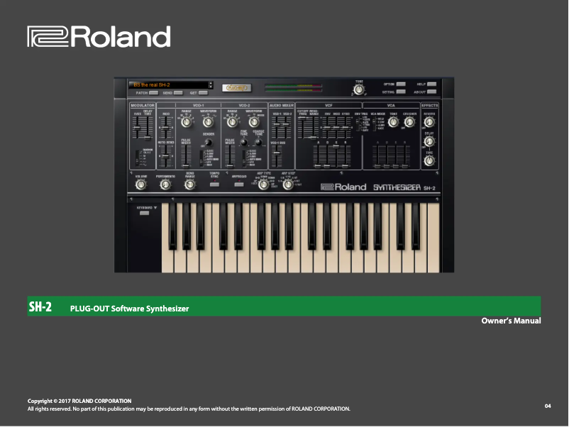 Page 1 of the manual User Manual Roland PLUG-OUT SH-2