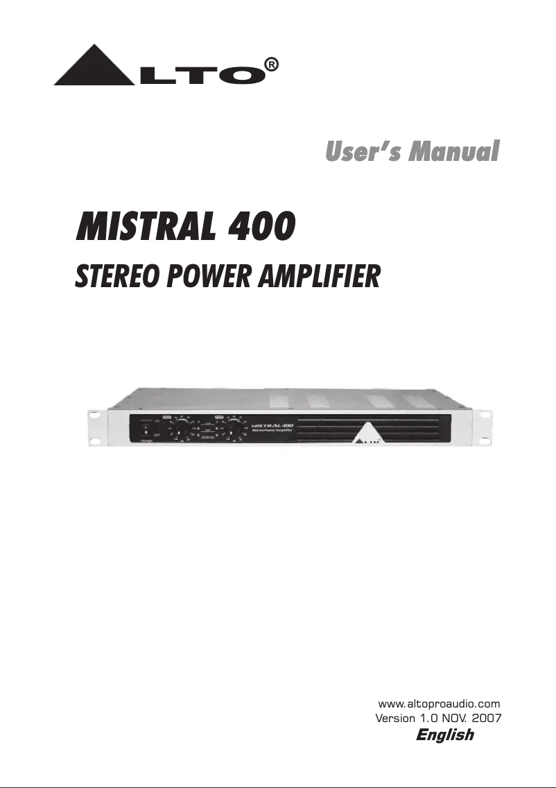 First page image of the manual for Mistral 400