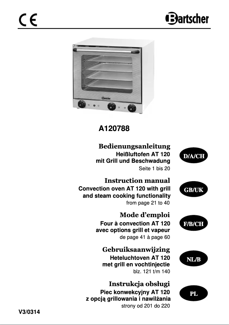 Page 1 of the manual User Manual Bartscher AT120
