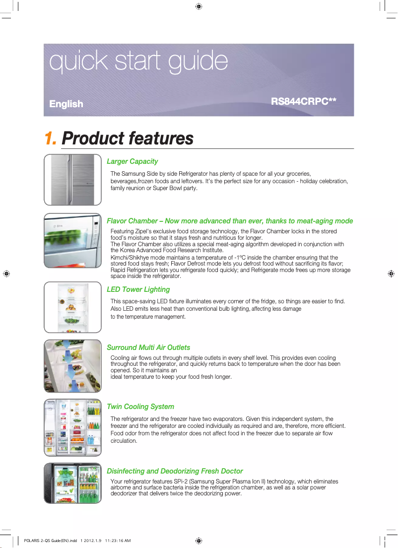 Page 1 of the manual Installation Guide Samsung RS844CRPC5A