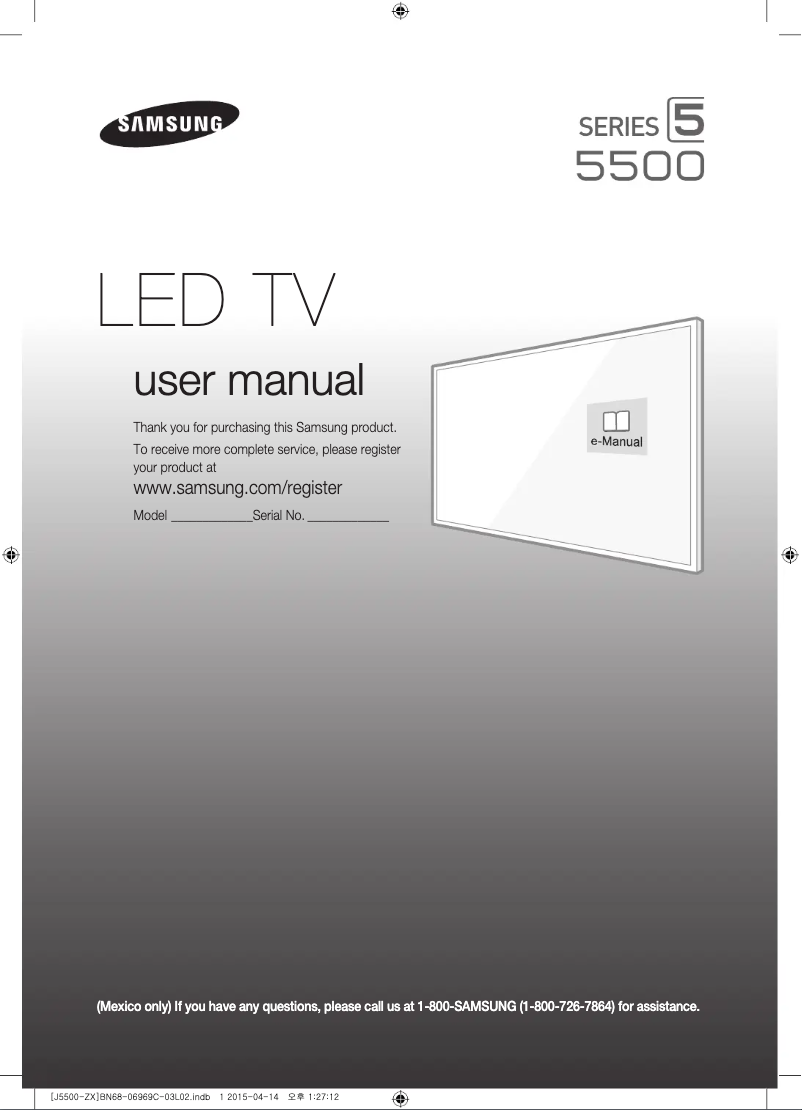 First page image of the manual for UN40J5500AFXZX