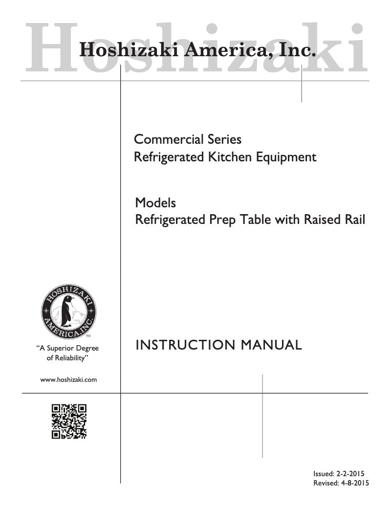 Page 1 of the manual Use and Maintenance Manual Hoshizaki CPT46