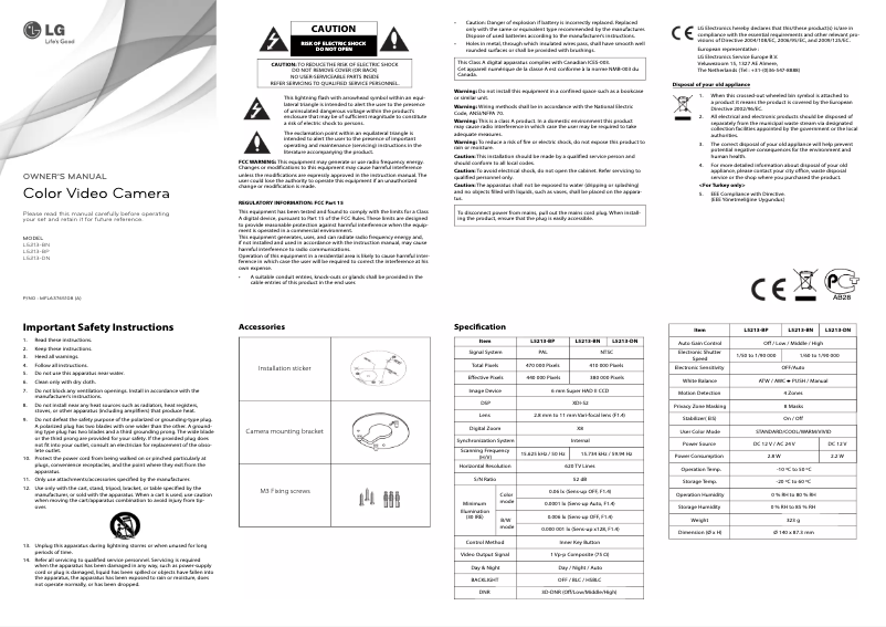First page image of the manual for L5213