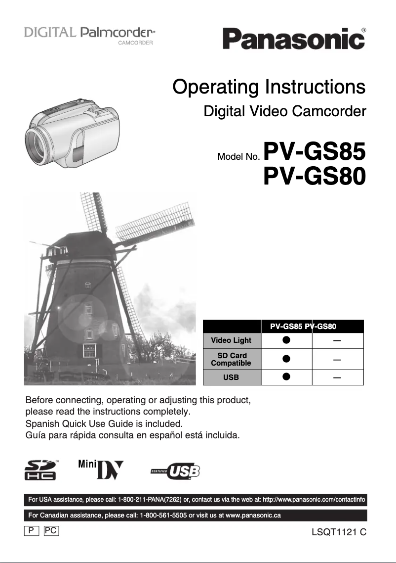 Page 1 of the manual User Manual Panasonic PV-GS80