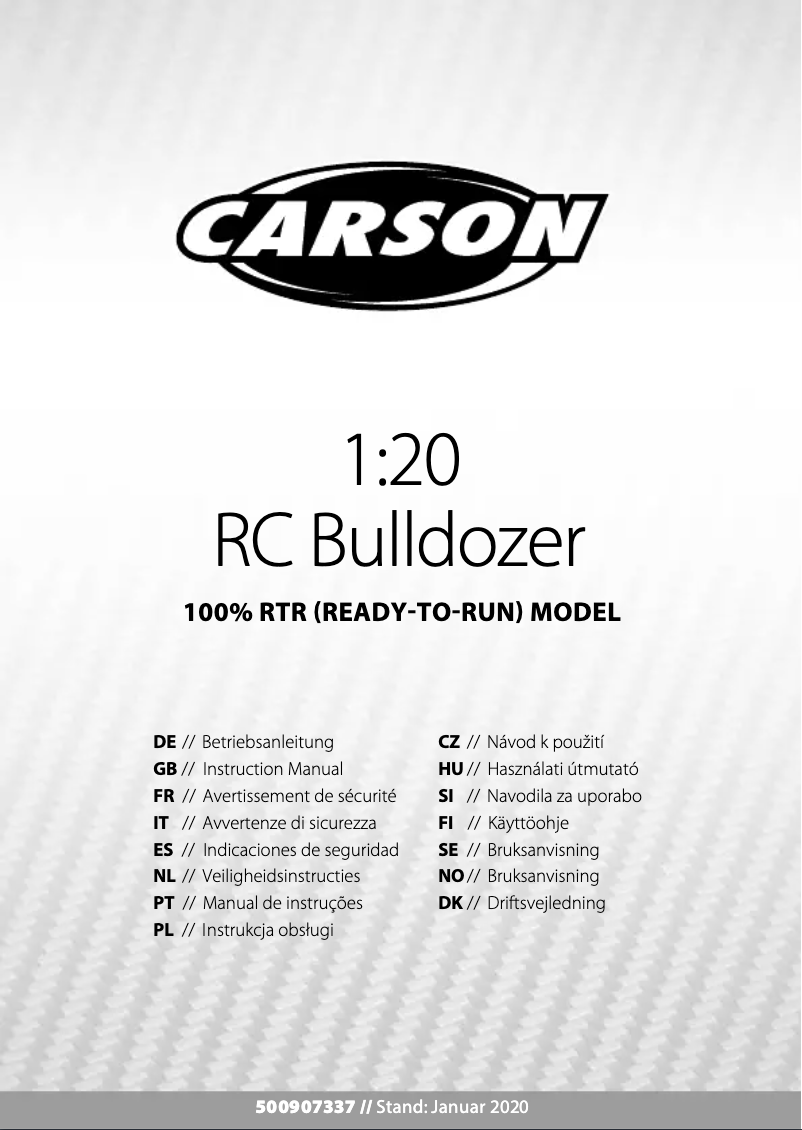 Page 1 of the manual User Manual Carson Bulldozer