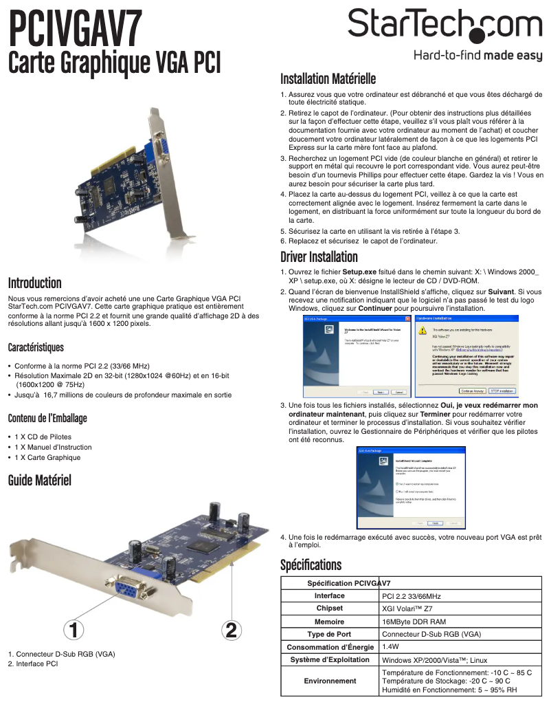 Page 1 of the manual User Manual StarTech.com PCIVGAV7