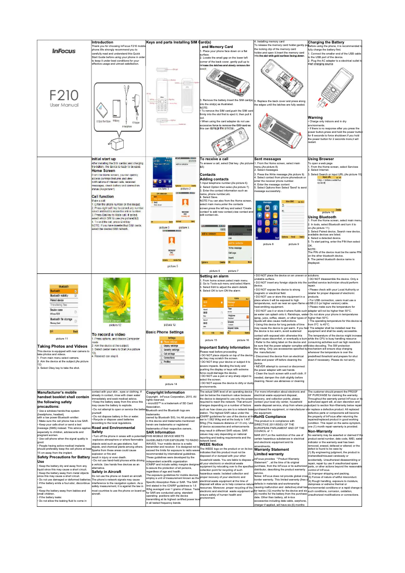 Page 1 of the manual User Manual InFocus F210
