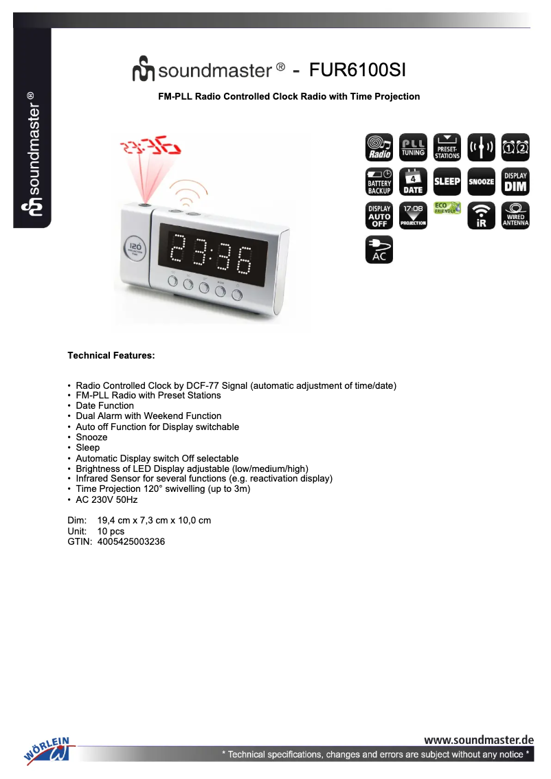 First page image of the manual for FUR6100SI