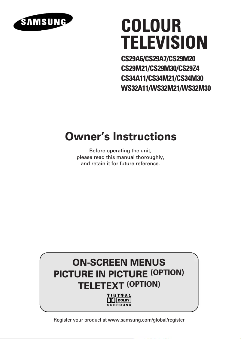 Page 1 of the manual User Manual Samsung CS-29400HP