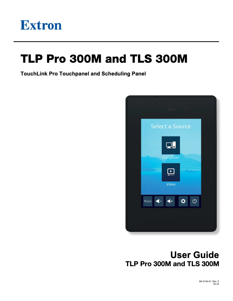 Page 1 of the manual User Manual Extron TLP Pro 300M