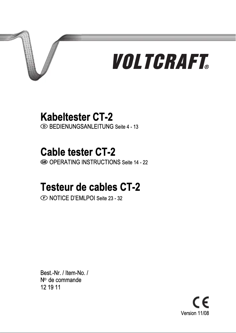 Page 1 of the manual User Manual Voltcraft CT-2