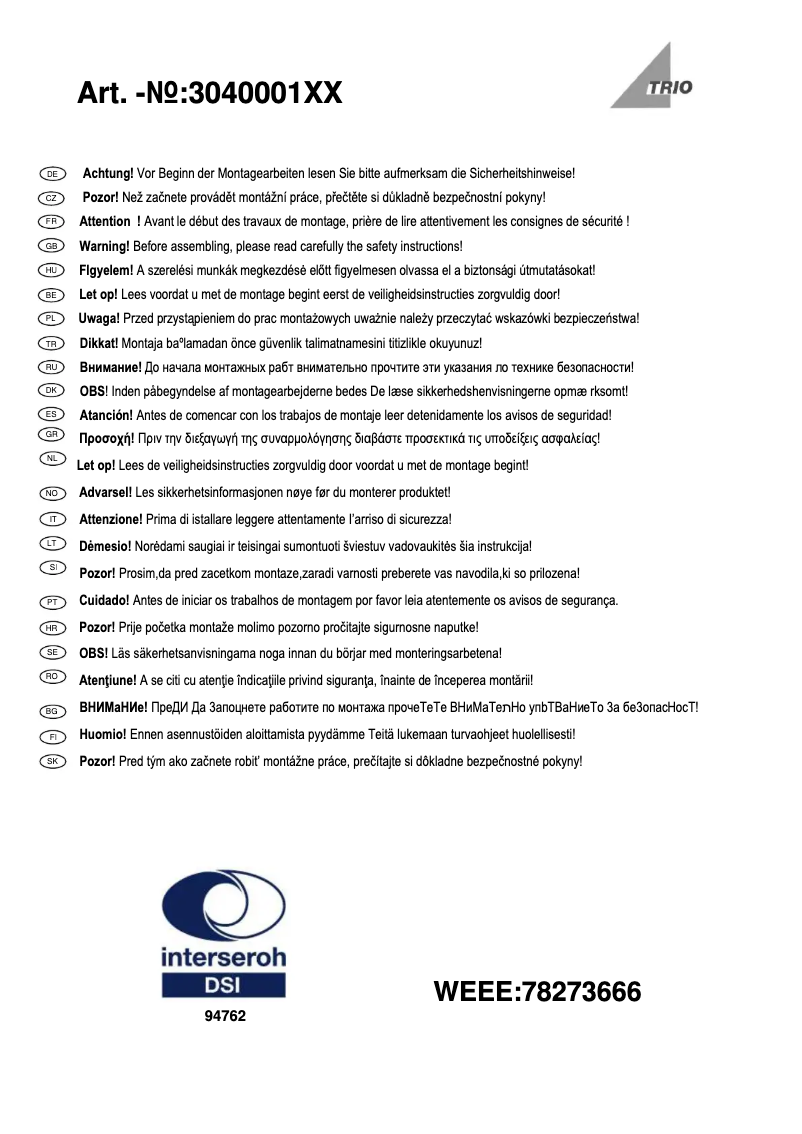 First page image of the manual for Zucca 304000106