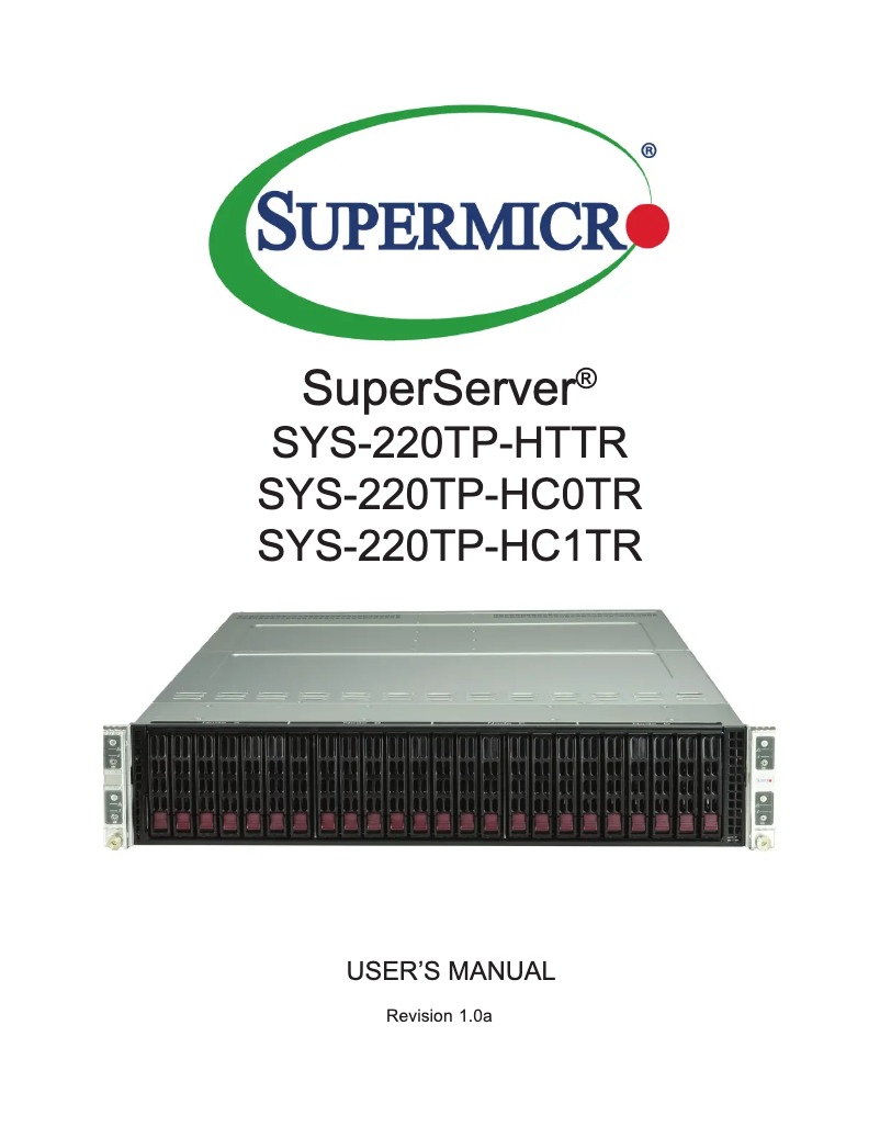 Page 1 of the manual User Manual Supermicro SuperServer SYS-220TP-HTTR