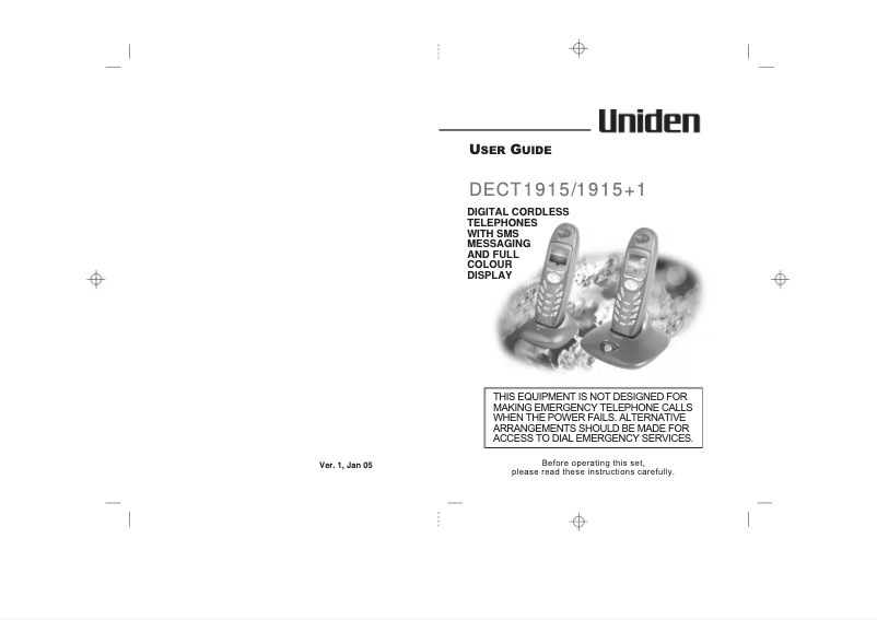Page 1 of the manual User Manual Uniden DECT 1915