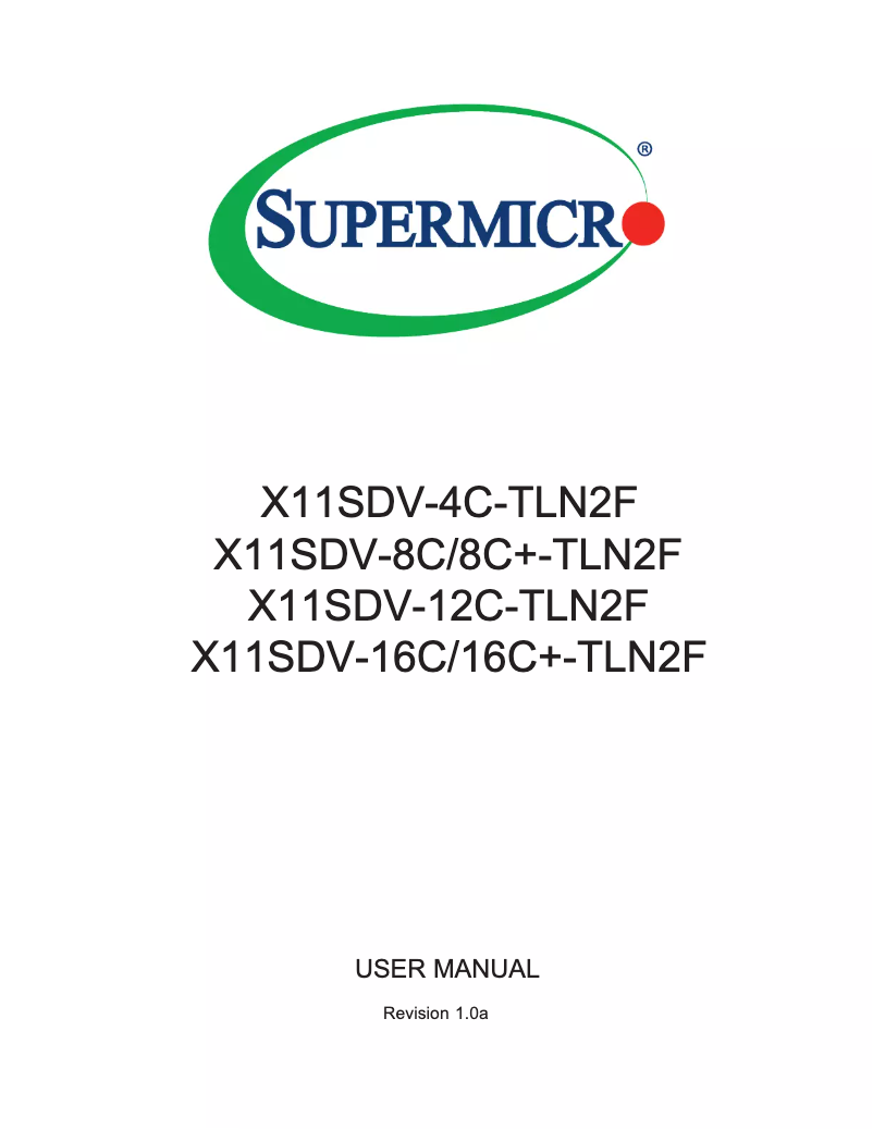 First page image of the manual for X11SDV-12C-TLN2F