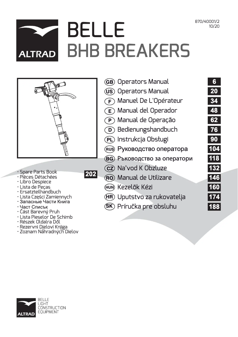 First page image of the manual for BELLE BHB 27