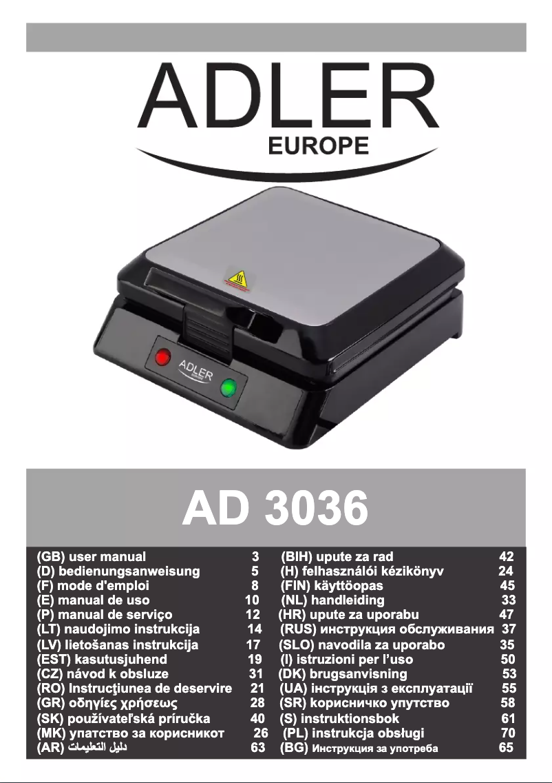 Page 1 of the manual User Manual Adler AD 3036