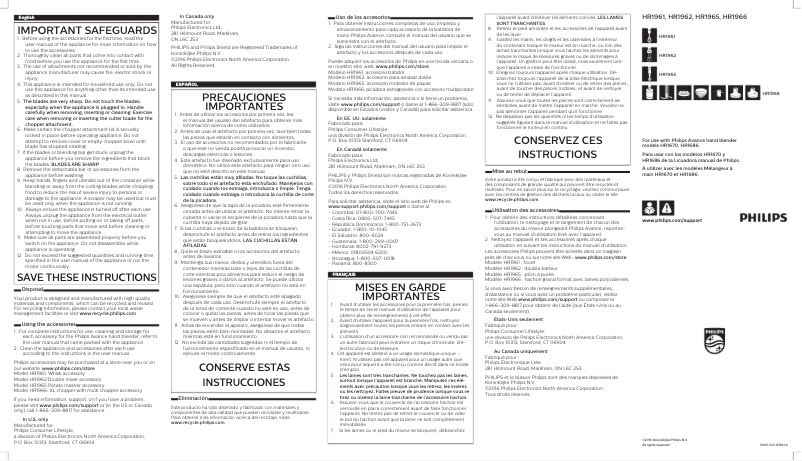 First page image of the manual for Avance Collection HR1966