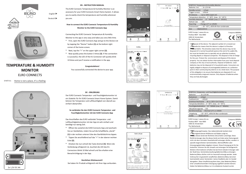 Page 1 of the manual User Manual Elro SF40TH11