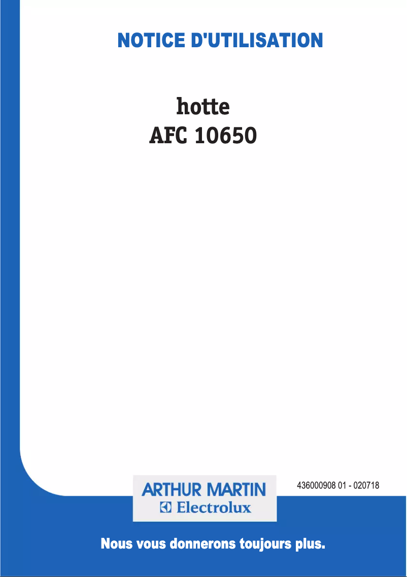 First page image of the manual for AFC10650X