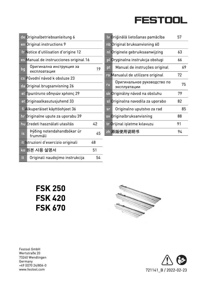 Page 1 of the manual User Manual Festool FSK 670