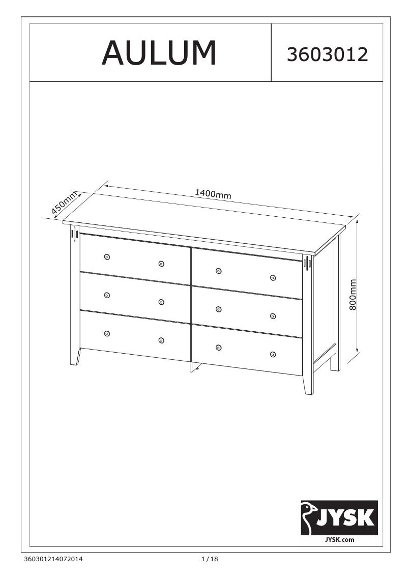 First page image of the manual for Aulum (140x80x45)