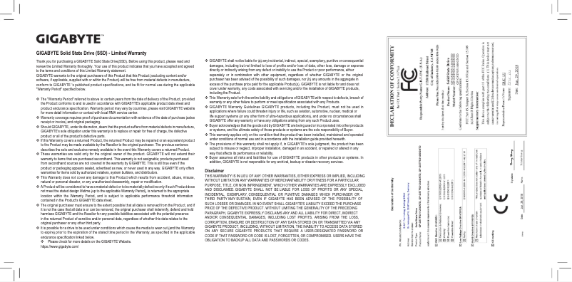 Image de la première page du manuel de l'appareil SSD 240GB