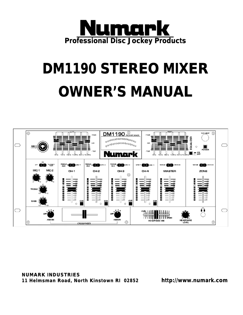 First page image of the manual for DM1190