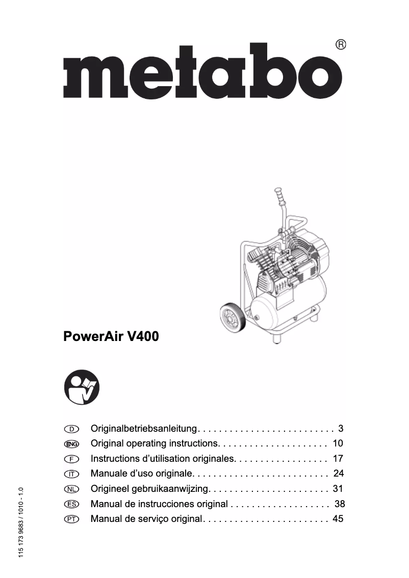 Page 1 of the manual User Manual Metabo PowerAir V 400