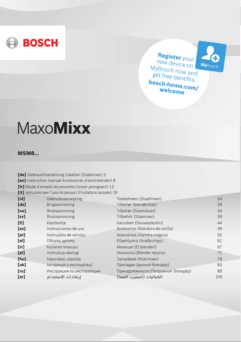 Page 1 of the manual User Manual Bosch MSM88190