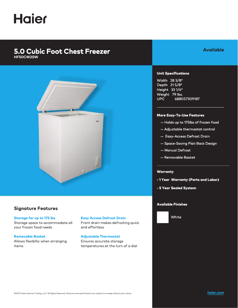 First page image of the manual for HF50CW20W