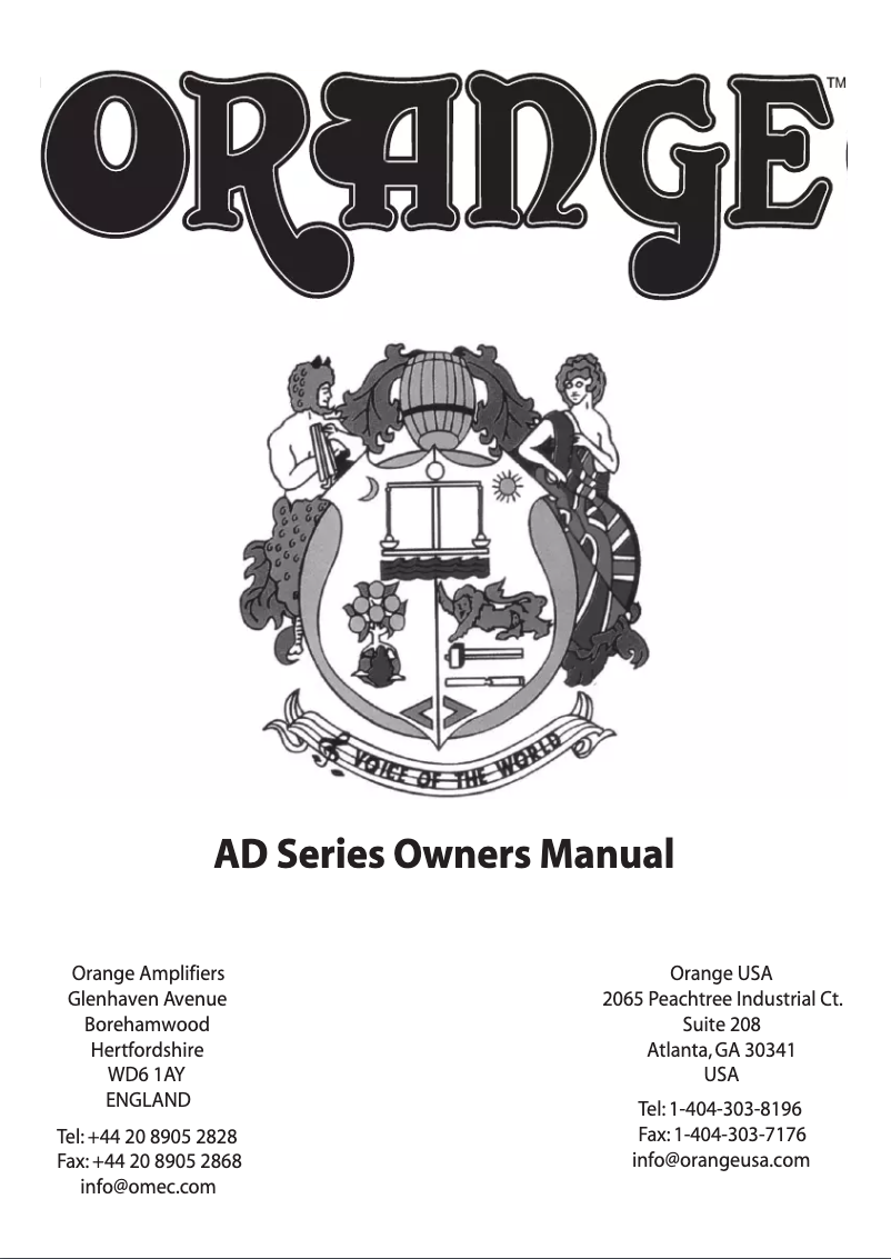 First page image of the manual for AD30HTC